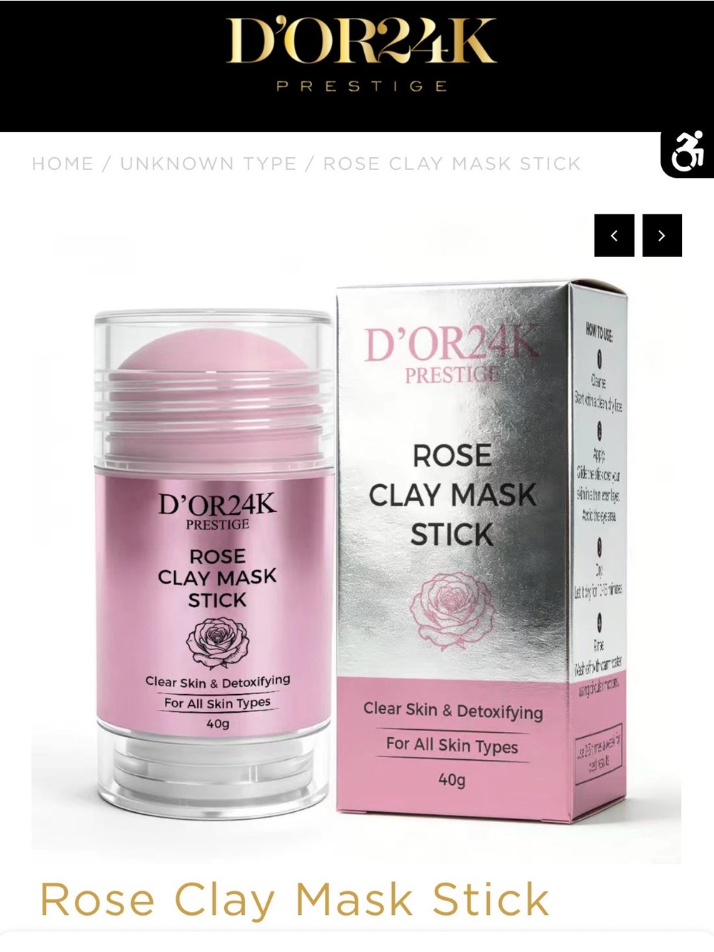 D'OR24K Prestige Rose Clay Mask Stick - Pink